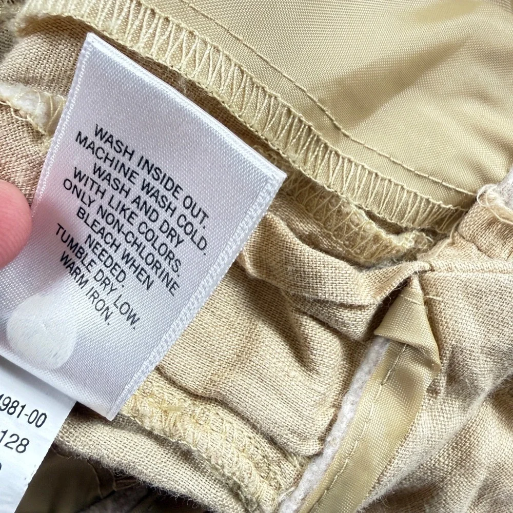Banana Republic Wide Leg Linen Pants Womens 00P Tan Quiet Luxury Coastal Office